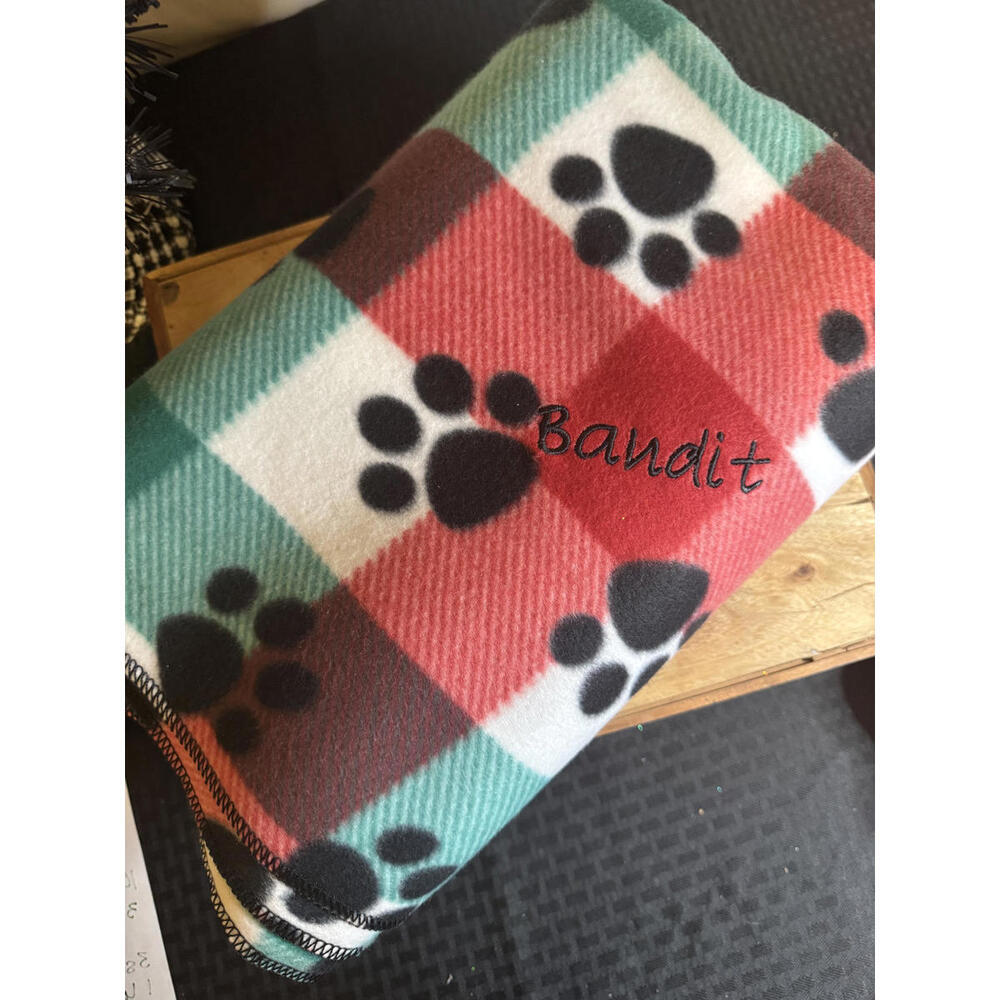 Holiday Dog Gift Set – Plush “Chewish” Bone Toy +Paw Print Blanket (Bandit) - Picture 5 of 5